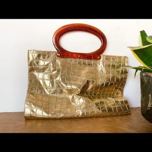Gold Crocodile Purse